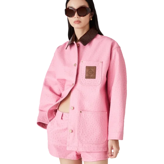 Abrigo de trabajo de cuero repujado