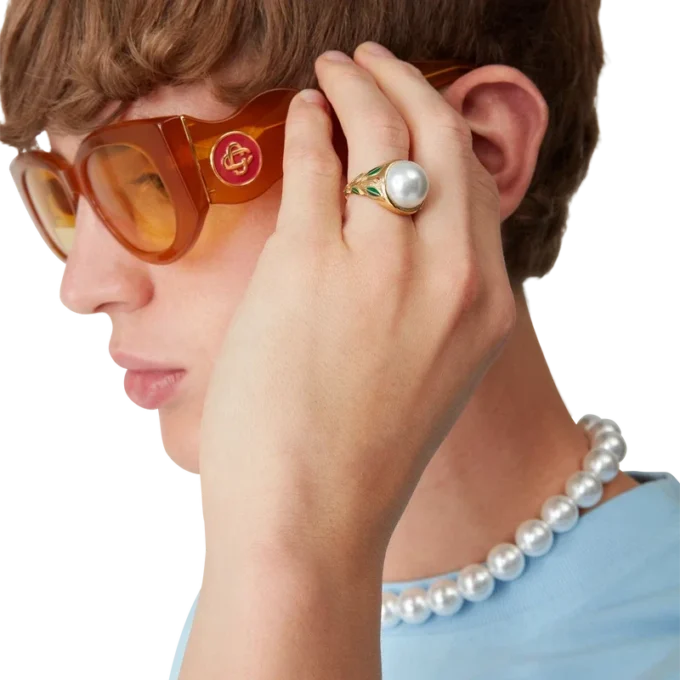 Anillo de sello con perla