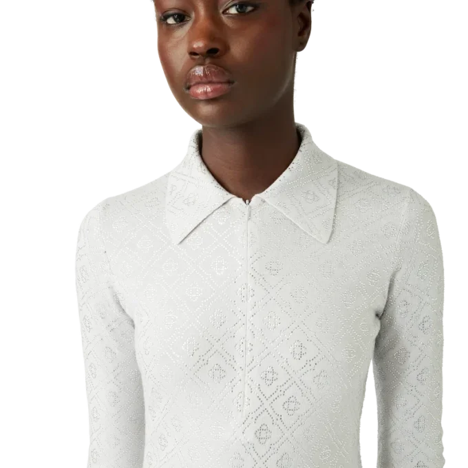 Body de punto con monograma de cristal