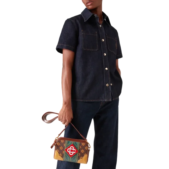 Bolso bandolera marrón con monograma Bolso bandolera marrón con monograma