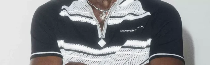 Camisas de pantalones cortos con cremallera y rayas de malla metalizada Camisas de pantalones cortos con cremallera y rayas de malla metalizada