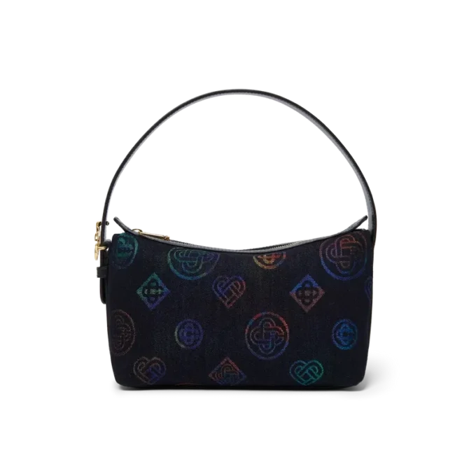 Bolso de cuero azul con logotipo Bolso de cuero azul con logotipo