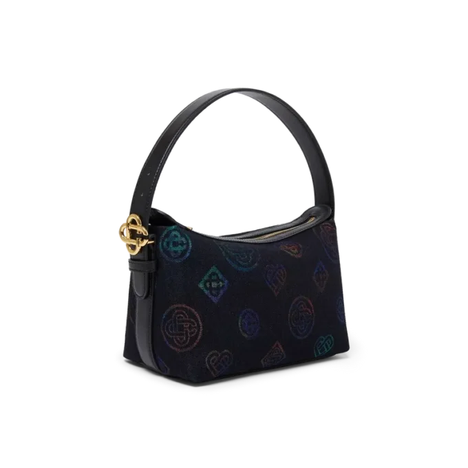 Bolso de cuero azul con logotipo Bolso de cuero azul con logotipo