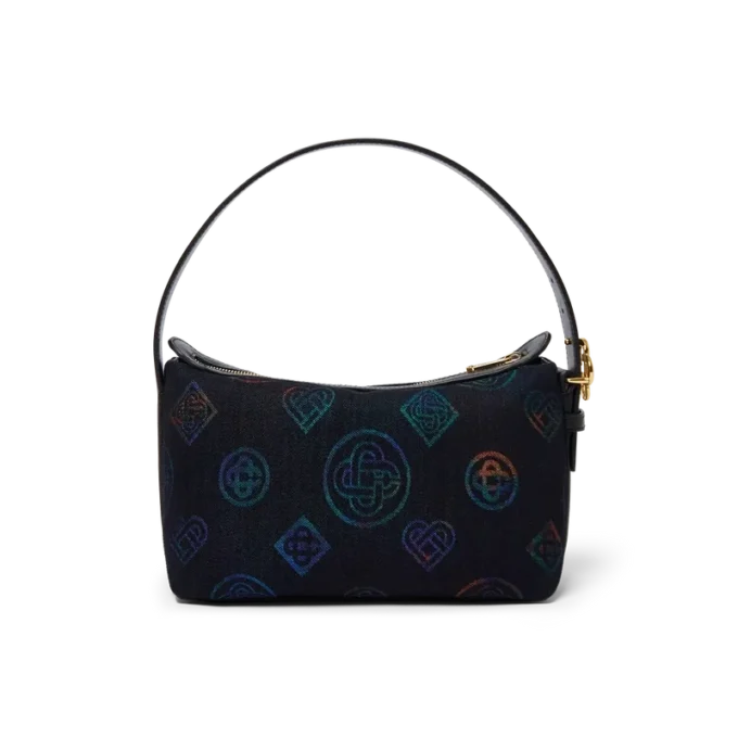 Bolso de cuero azul con logotipo Bolso de cuero azul con logotipo
