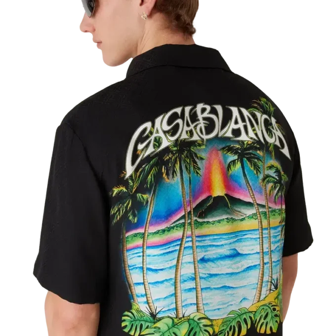 Camisa clásica de manga corta con estampado jacquard «Volcano»