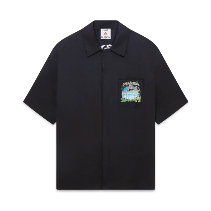 Camisa clásica de manga corta con estampado jacquard «Volcano»