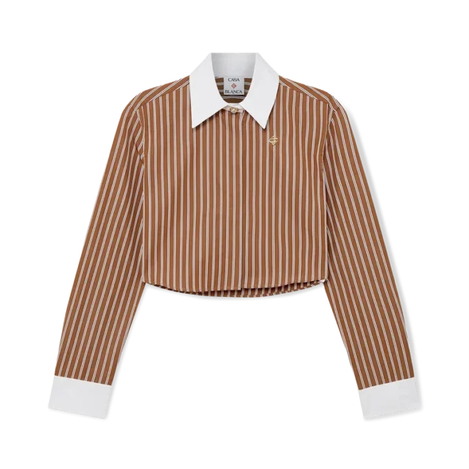 Camisa corta de manga larga a rayas
