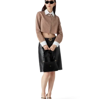 Camisa corta de manga larga a rayas