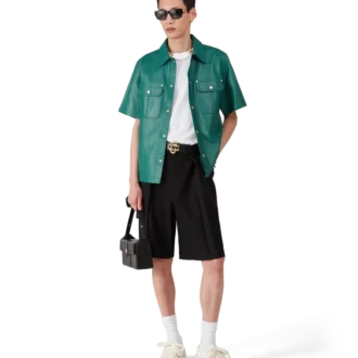 Camisa de cuero de manga corta