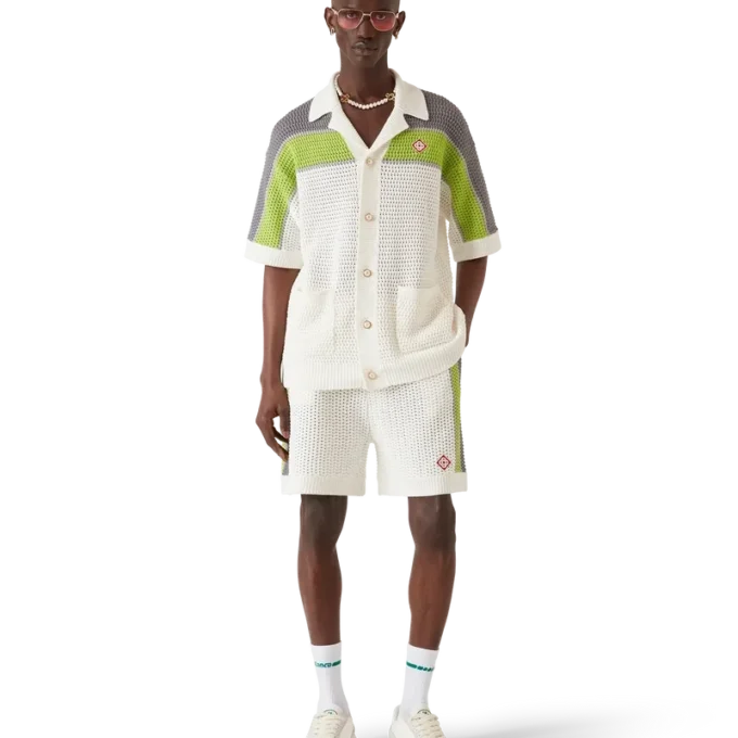 Camisa de ganchillo a rayas