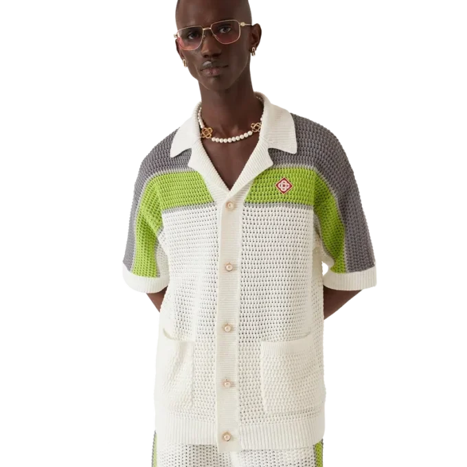 Camisa de ganchillo a rayas