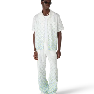 Camisa de lino de manga corta con monograma degradado