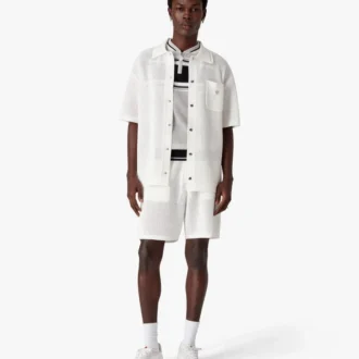 Camisa de malla de manga corta blanca