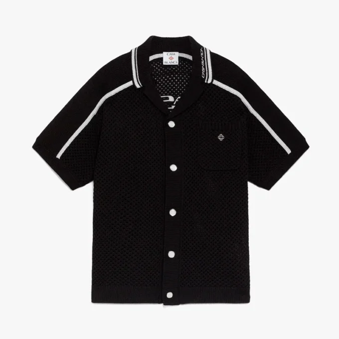 Camisa de malla negra de manga corta Camisa de malla negra de manga corta