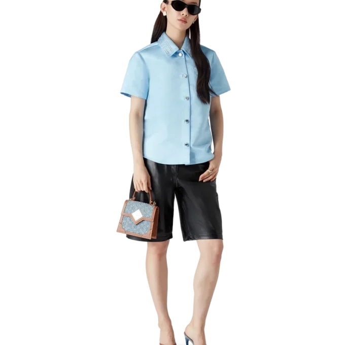 Camisa de manga corta de satén