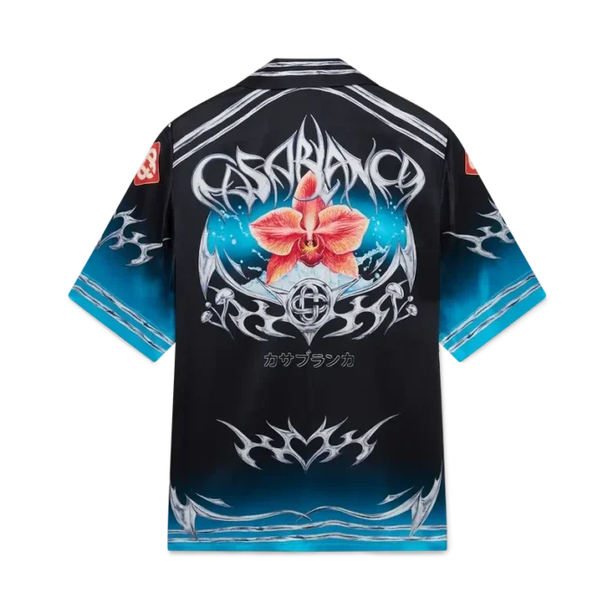 Camisa de manga corta de satén de seda Blades Camisa de manga corta de satén de seda Blades