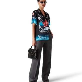 Camisa de manga corta de satén de seda Blades