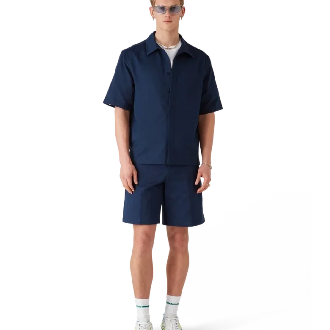 Camisa de pantalón corto con monograma azul marino Camisa de pantalón corto con monograma azul marino