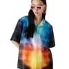 Camisa de pantalón corto de mezcla de viscosa con estampado de cuadros degradados Camisa de pantalón corto de mezcla de viscosa con estampado de cuadros degradados