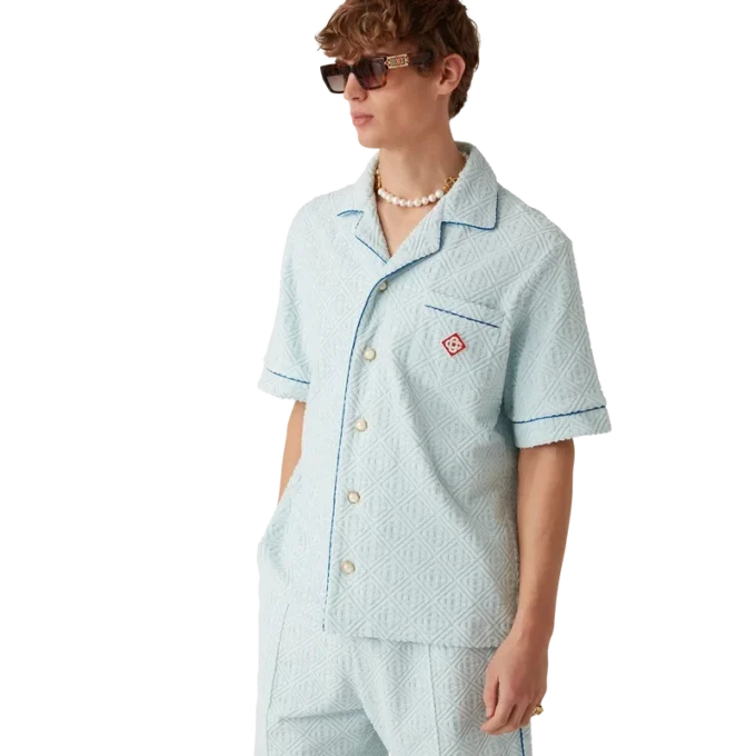 Camisa de pantalón corto de rizo con monograma