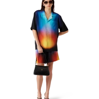 Camisa de pantalón corto de seda con estampado degradado