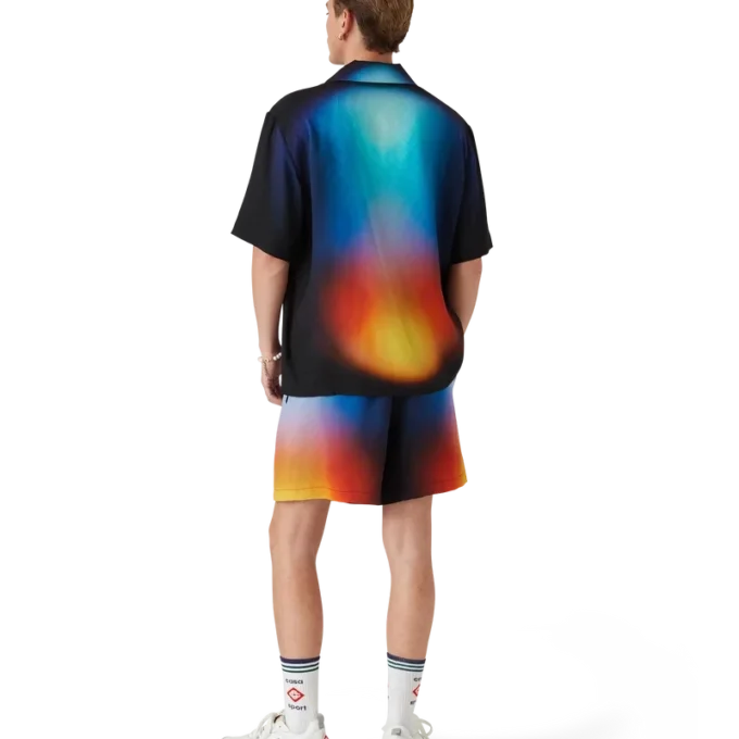 Camisa de pantalón corto de seda con estampado degradado Camisa de pantalón corto de seda con estampado degradado