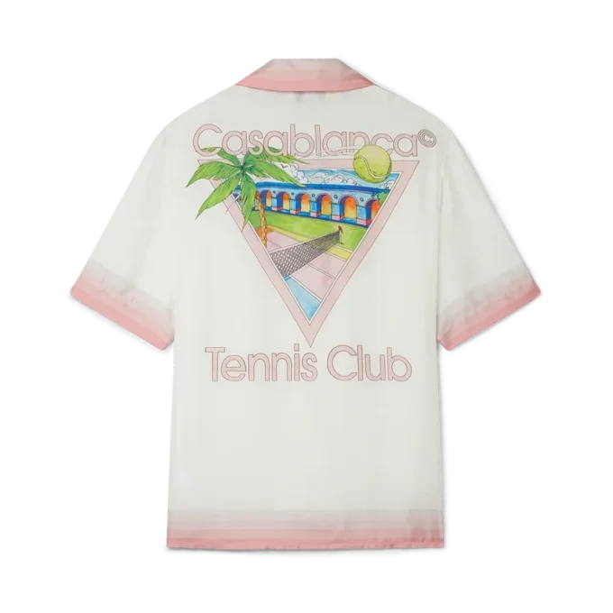 Camisa de seda de manga corta con el icono del club de tenis