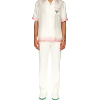 Camisa de seda de manga corta con el icono del club de tenis