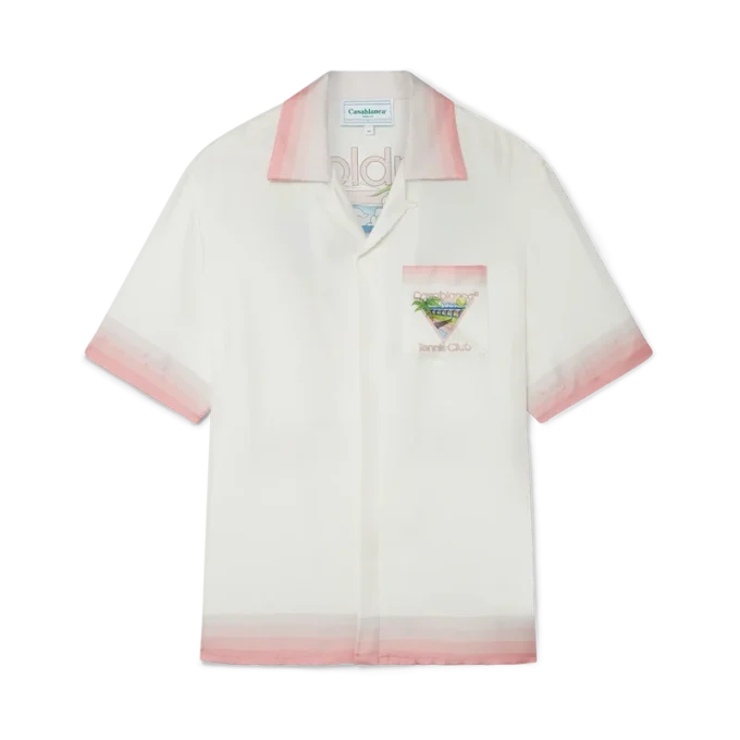 Camisa de seda de manga corta con el icono del club de tenis