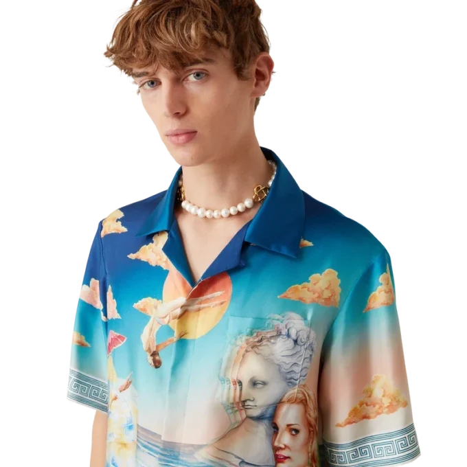 Camisa de seda de manga corta Le Plongeon