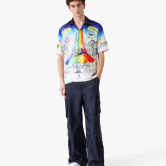 Camisa de seda de manga corta Solid Grooves