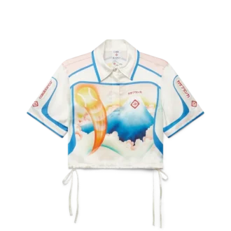 Camisas cortas de seda de manga corta Fuji Dream