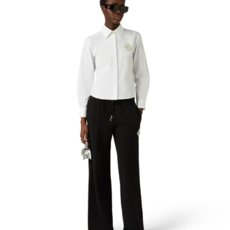 Camisas de algodón con parche de diamantes y perlas Camisas de algodón con parche de diamantes y perlas