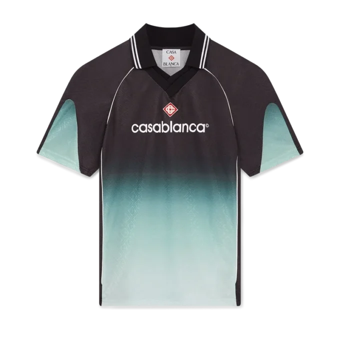 Camisas de fútbol de manga corta con jacquard de monograma degradado Camisas de fútbol de manga corta con jacquard de monograma degradado