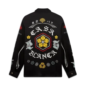 Camisas de manga larga de satén de seda con emblema