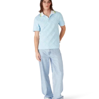 Camisas de pantalón corto en jacquard azul claro