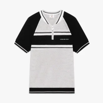 Camisas de pantalones cortos con cremallera y rayas de malla metalizada