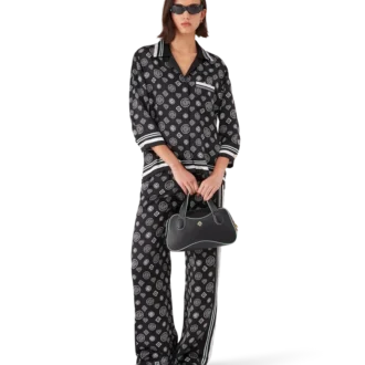 Camisas de pijama de satén de seda con monograma