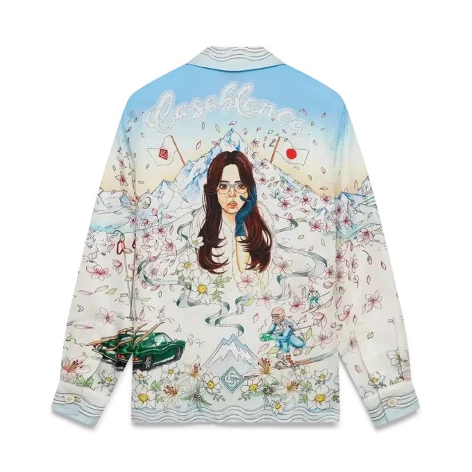 Camisas de sarga de seda de manga larga L’hiver Fleuri
