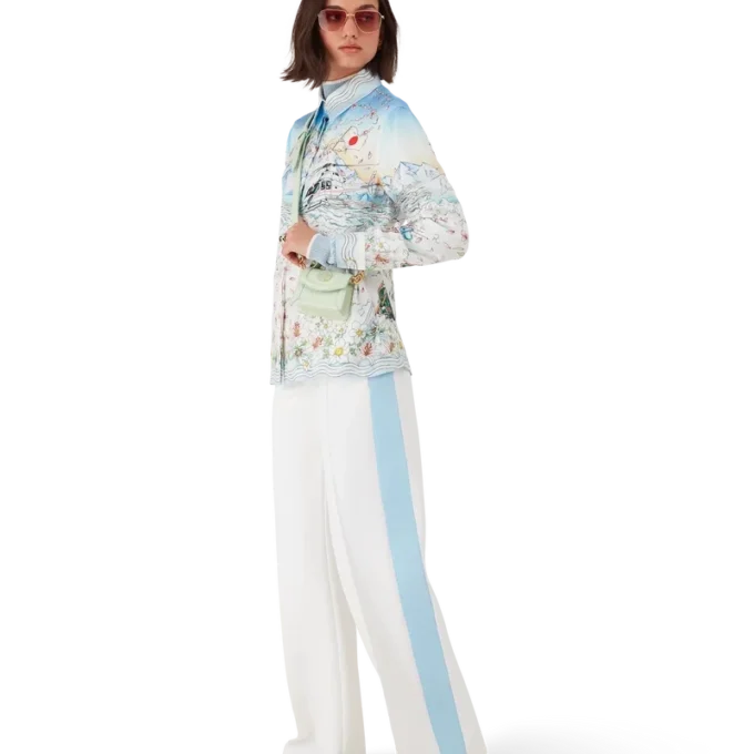 Camisas de sarga de seda de manga larga L’hiver Fleuri