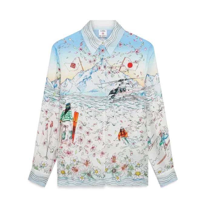 Camisas de sarga de seda de manga larga L’hiver Fleuri