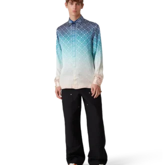 Camisas de seda de manga larga con degradado jacquard