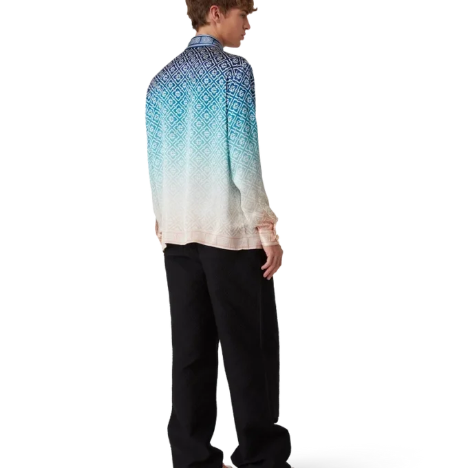 Camisas de seda de manga larga con degradado jacquard