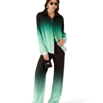 Camisas de seda de manga larga con jacquard Gradient Ping Pong