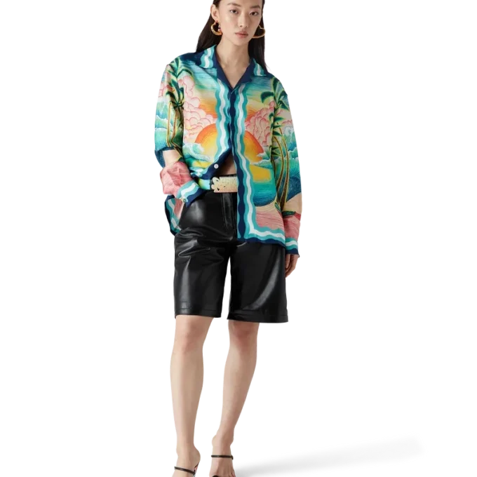 Camisas de seda de manga larga Danse De La Mer