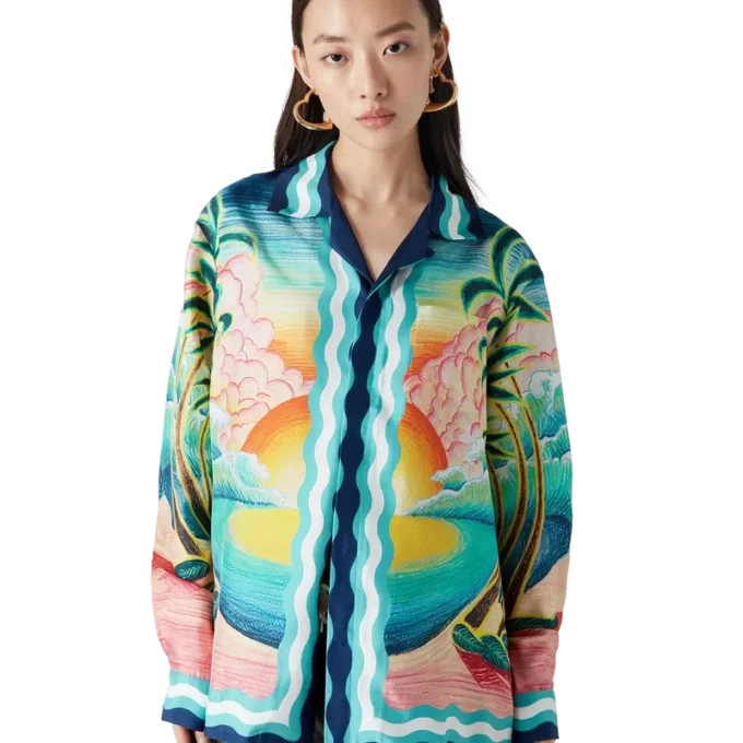 Camisas de seda de manga larga Danse De La Mer