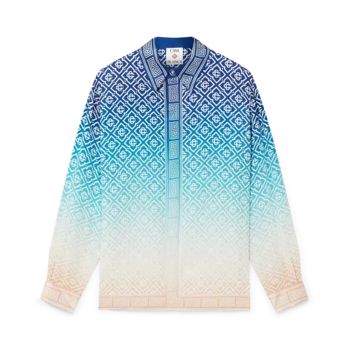 Camisas de seda jacquard degradado