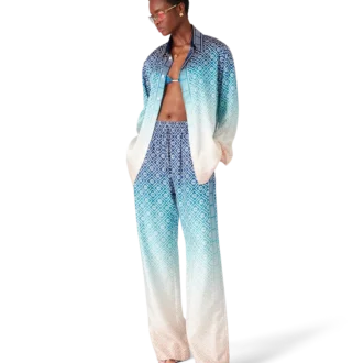 Camisas de seda jacquard degradado