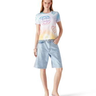 Camiseta ajustada de pantalón corto con logotipo en semitonos