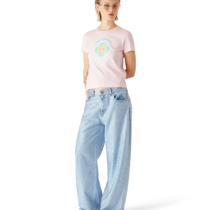 Camiseta ajustada de pantalones cortos con smiley aerografiado